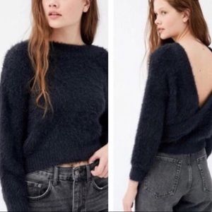 UO faux fur open back sweater